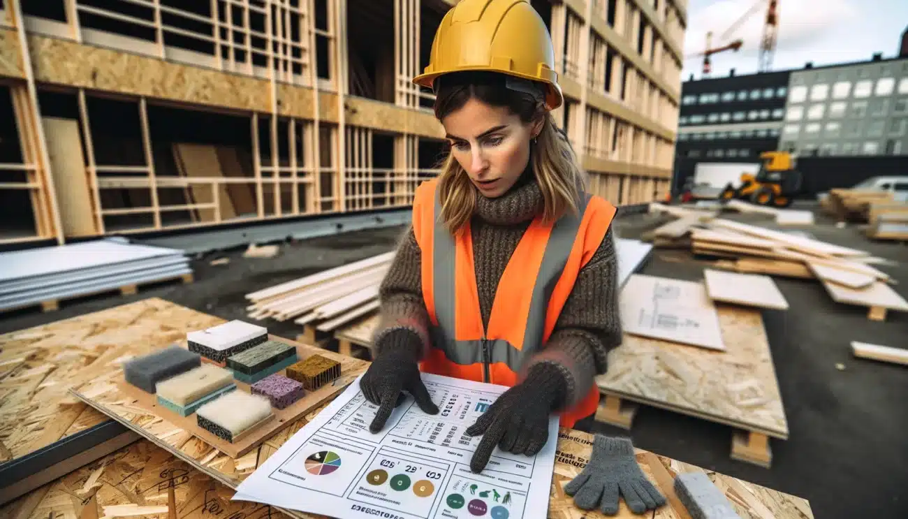 Norwegian architect reviews eco friendly building materials and epd documents on site