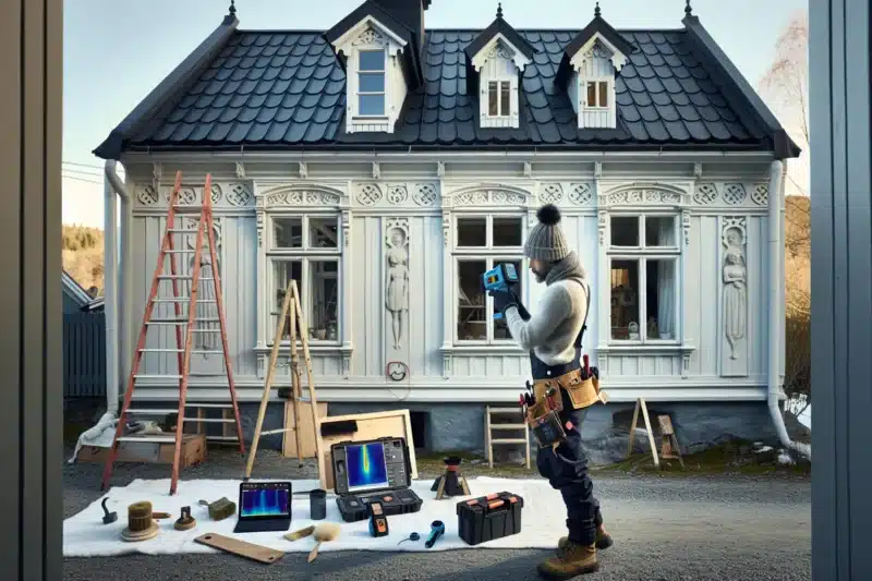 Craftspeople restore a norwegian wooden villa using modern gentle preservation techniques